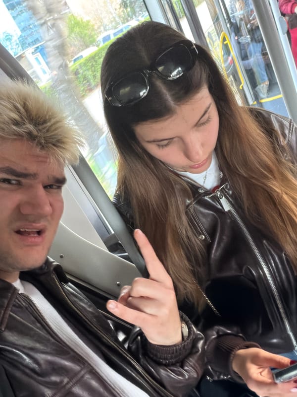 Young couple documents afternoon together around Sofia, Bulgaria