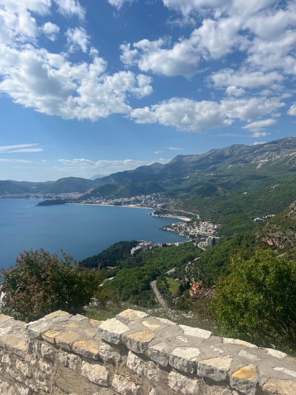 Coastal landscape photographed from high vantage point in Montenegro