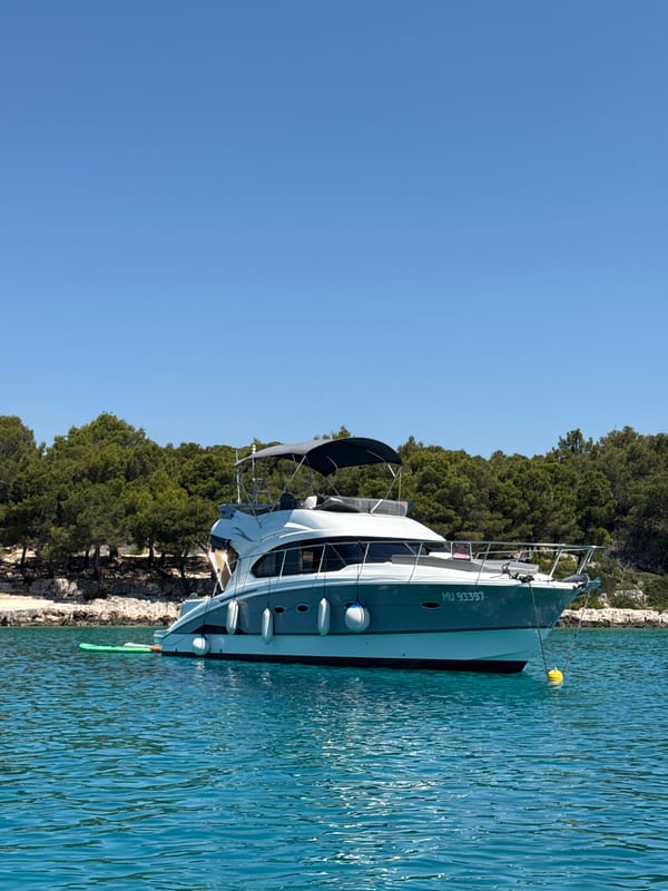 Morning yacht day on the Croatian coast near Vodice