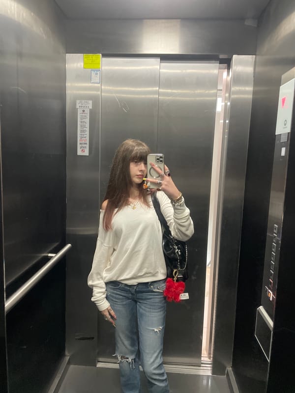 Person takes elevator selfies in Raanana, Israel