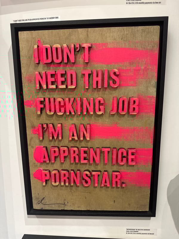 London gallery visitor documents contemporary art exhibition and dining