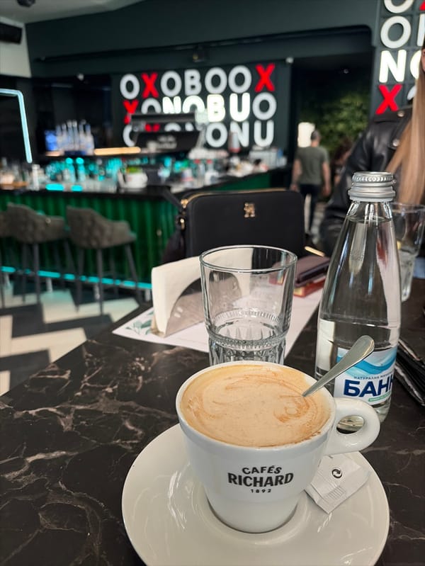 Morning cafe crawl documented along Alexandrovska Street in Ruse
