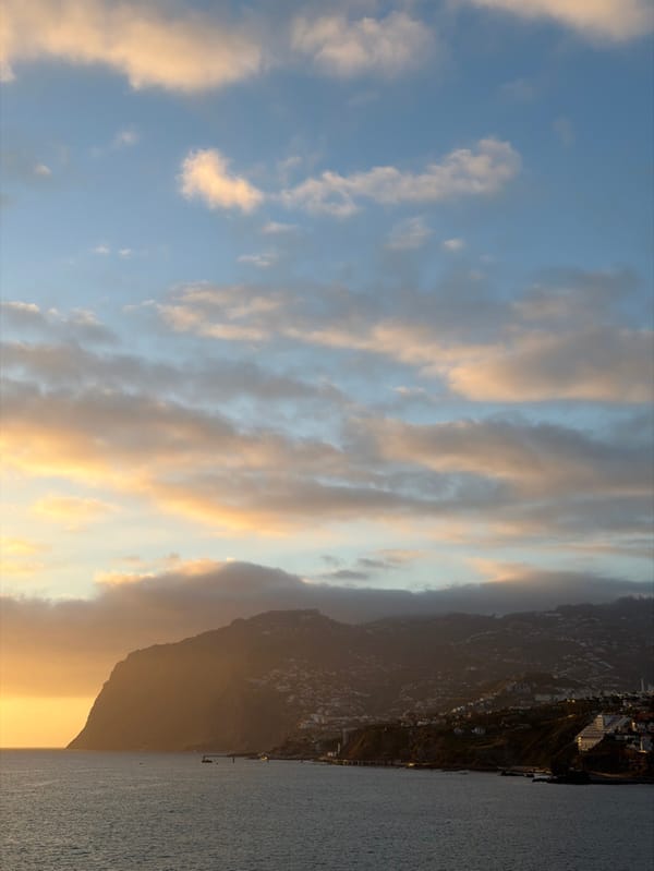 Tourist captures sunset moments around Funchal, Portugal coastline