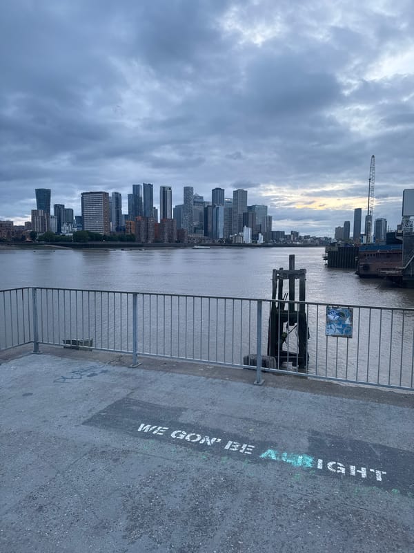 Thames walkway captures London skyline and street art