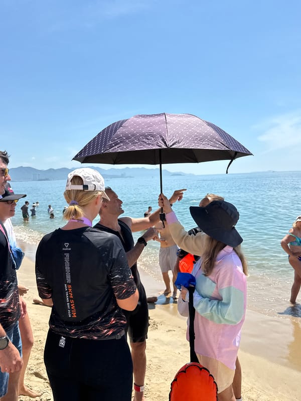 Open-water event day on Nha Trang's busy beachfront