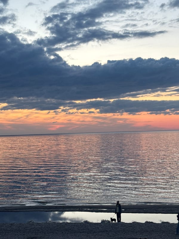 Sunset observed over Baltic Sea near Riga, Latvia