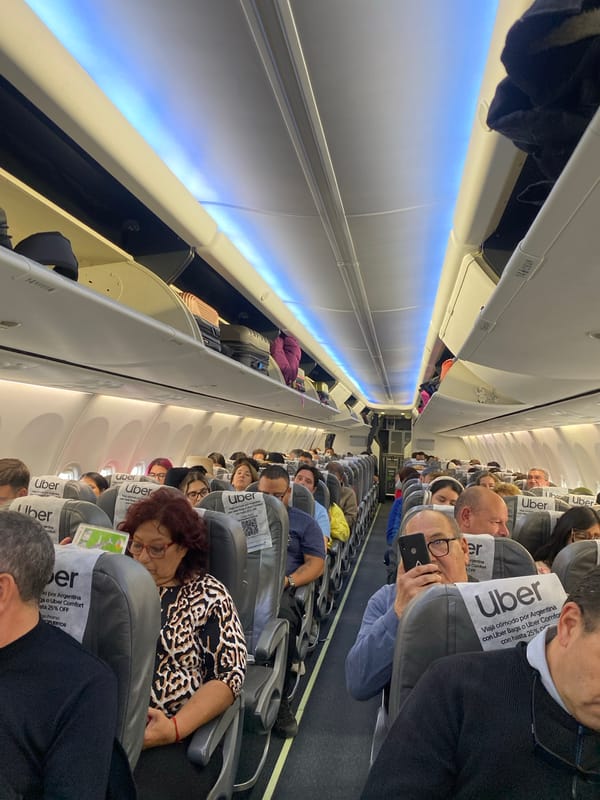 Commercial flight departs Buenos Aires evening April 16