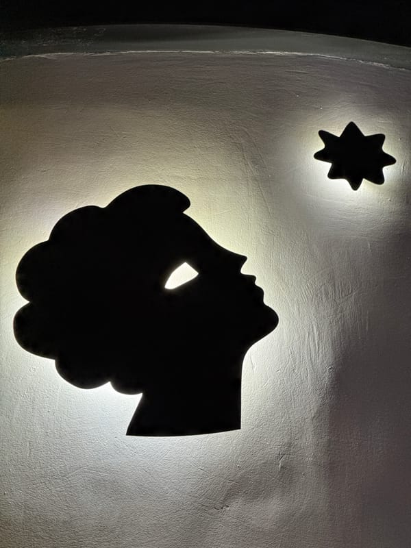 Backlit decorative art and architecture observed in Yerevan building