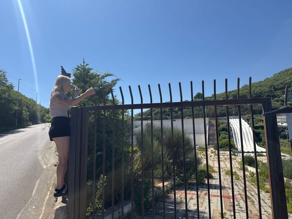Woman visits abandoned Top Hill water park in Montenegro