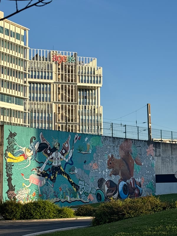 Man in denim shirt observed on Lisbon crosswalk