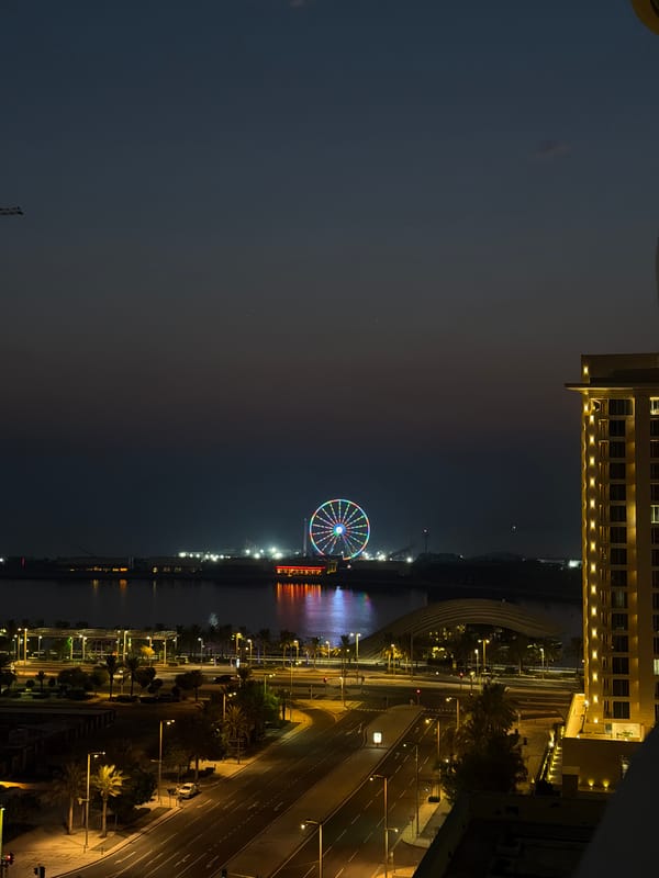 Lusail city lights at night, Ferris wheel and skyline