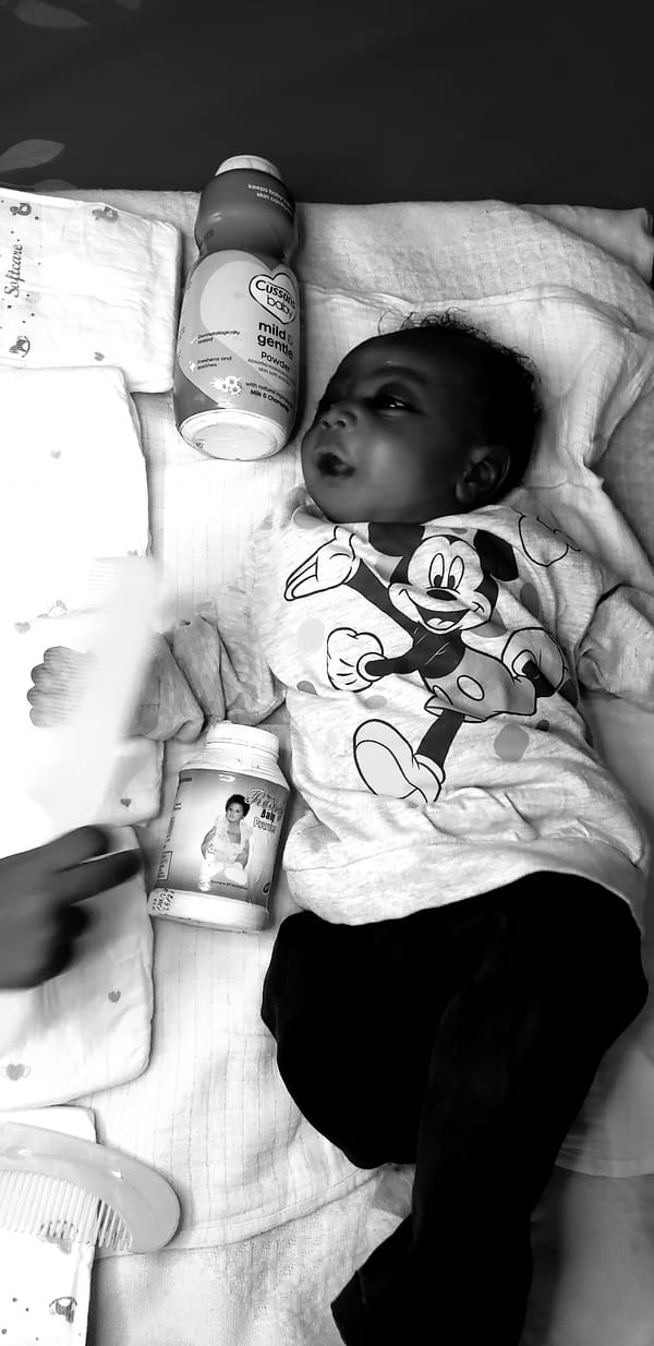 Baby care routine documented in Narayi, Nigeria home