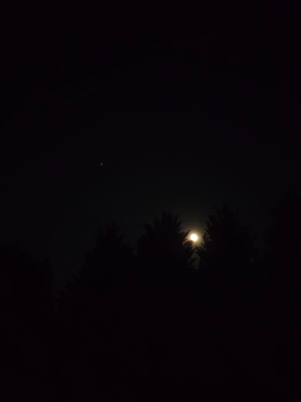 Moonlit night scene photographed in Spuž, Montenegro