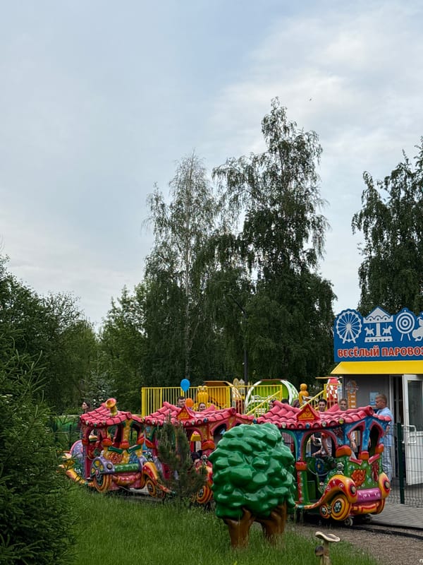 Amusement park activities documented in Krasnoyarsk during cloudy afternoon