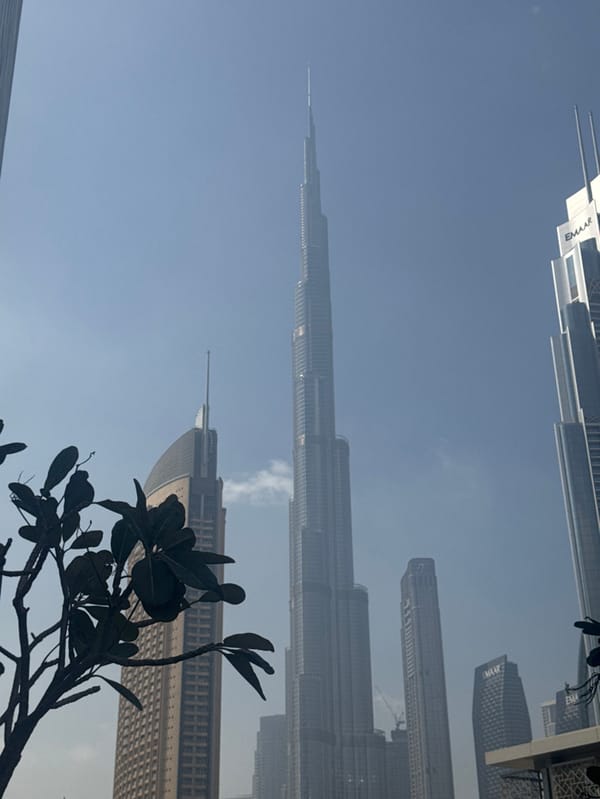 Dubai skyline with Burj Khalifa photographed Tuesday morning