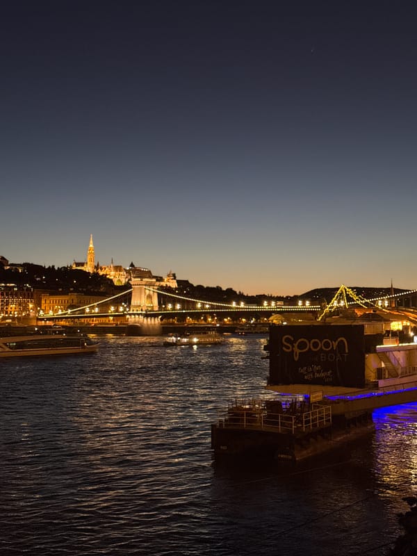 Budapest hosts evening street party with giant moon installation