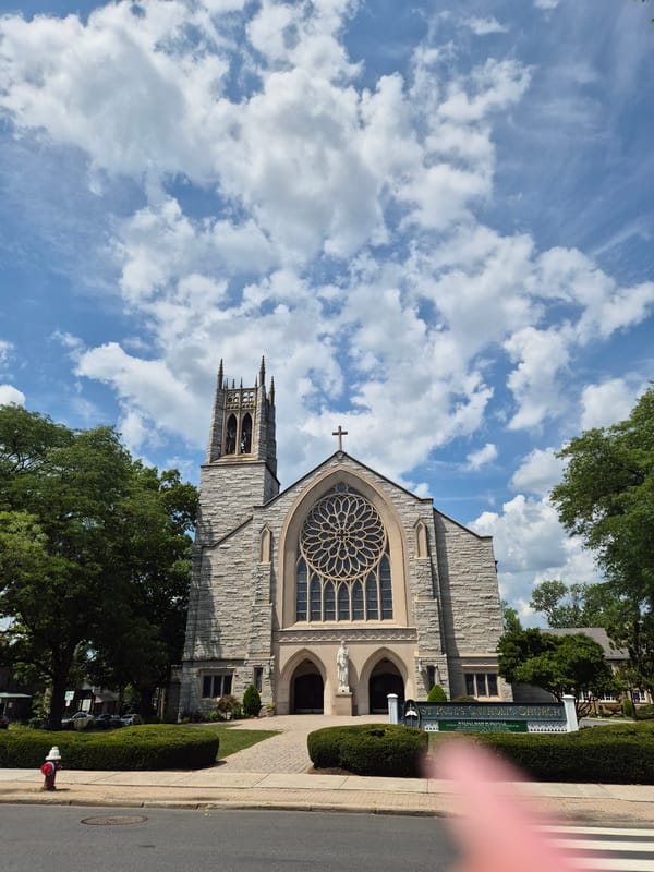 St. Paul's Catholic Church exterior on a sunny Princeton afternoon