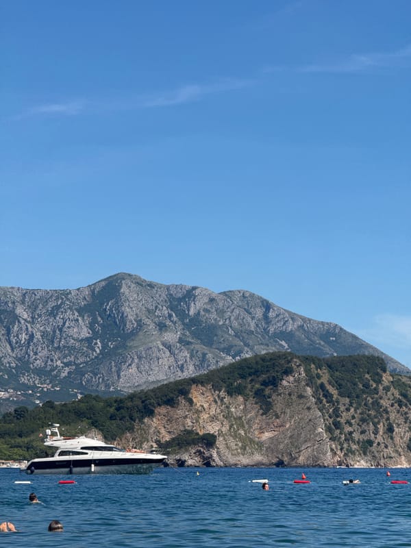 Summer afternoon at Mogren Beach, Budva with swimming and sunbathing