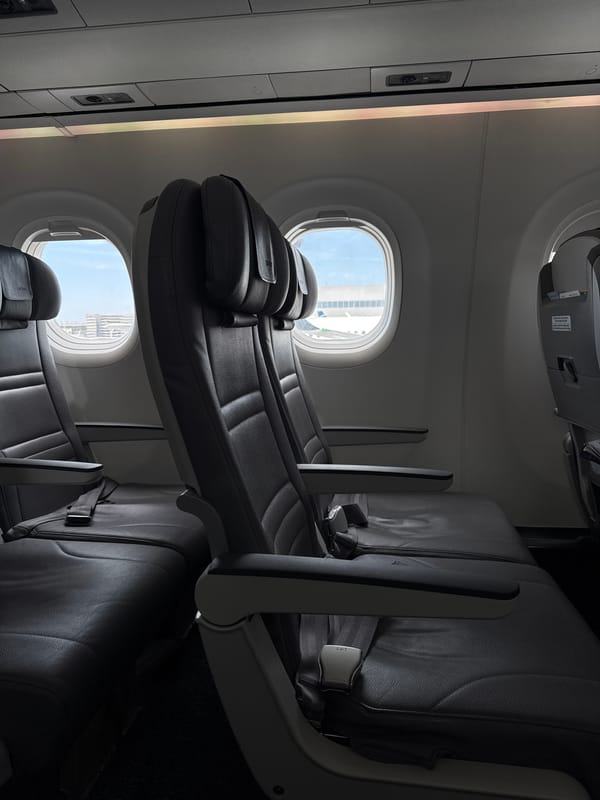 Passenger documents empty aircraft cabin and tarmac in LA