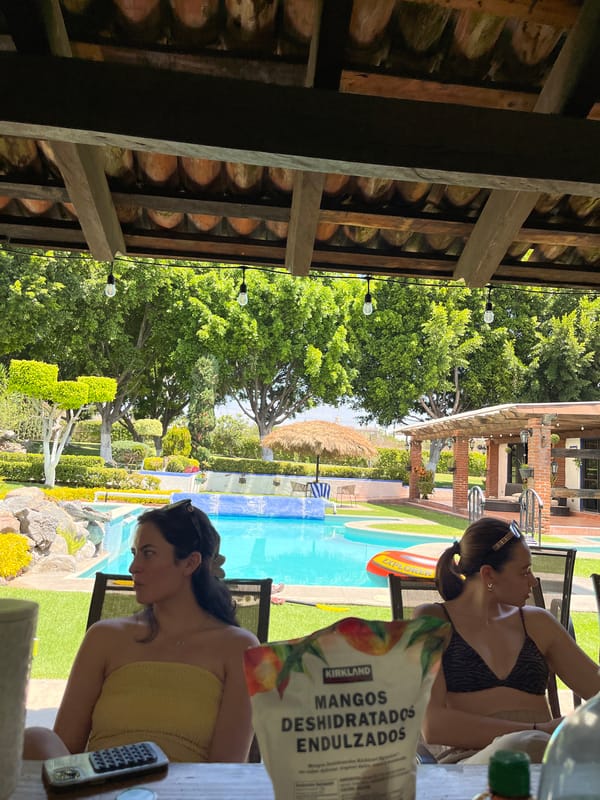 Friends gather for poolside hangout with snacks