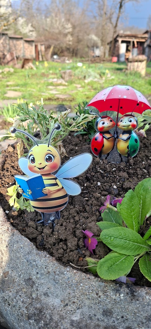 Spring gardening documented in Shumata, Bulgaria with decorative elements
