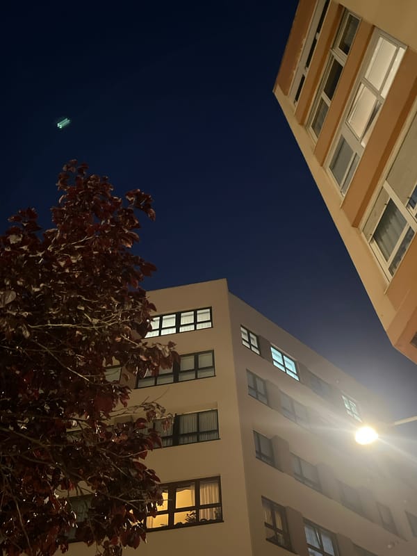 Nighttime urban walk documented in A Coruña residential district