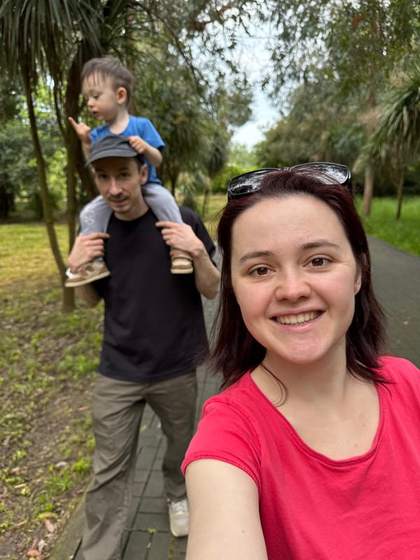Family enjoys morning park outing in Sirius, Russia