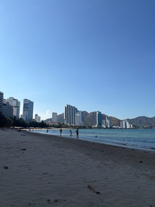 Beach soccer and swimming activity documented in Nha Trang