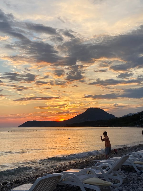 Afternoon to sunset on the Adriatic coast in Bar, Montenegro