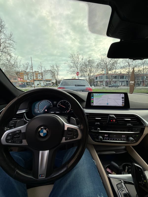 Driver photographed in BMW on street in Kozloduy, Bulgaria