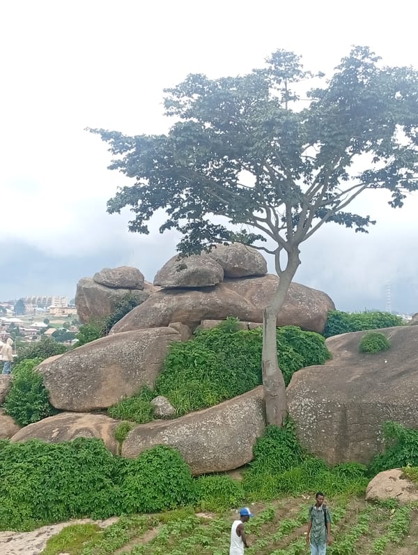 Afternoon at a rocky Jos hilltop with city views