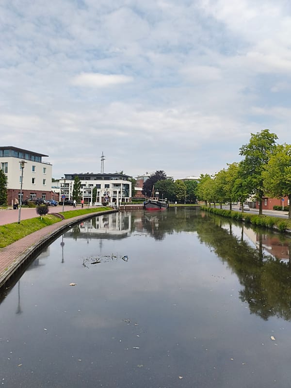 One of Papenburg's historic canals on a summer morning
