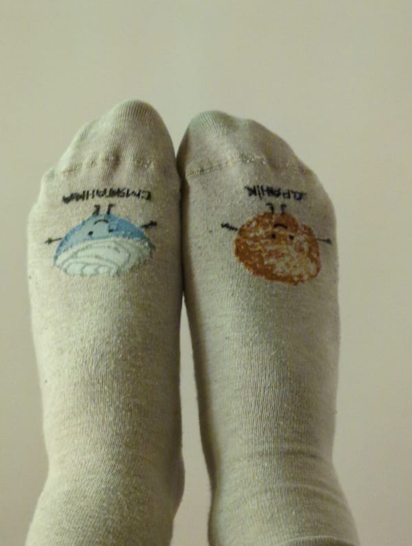 Cartoon-decorated socks spotted in Minsk, Belarus