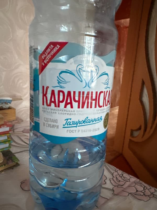 Siberian mineral water bottle documented in Sayansk, Russia