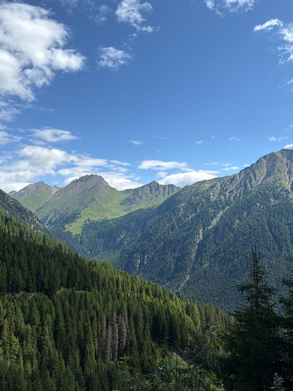 Dog walk pause in the Dolomites, South Tyrol