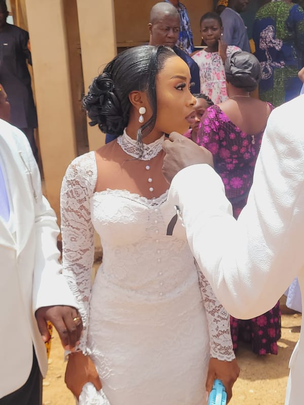 Wedding ceremony held outdoors in Bukuru, Nigeria