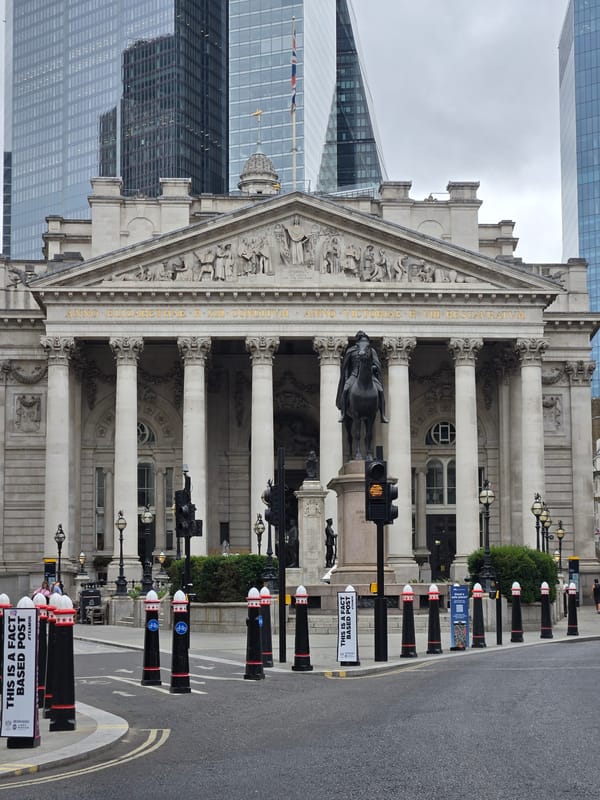 Bank of England's neoclassical facade in the City of London
