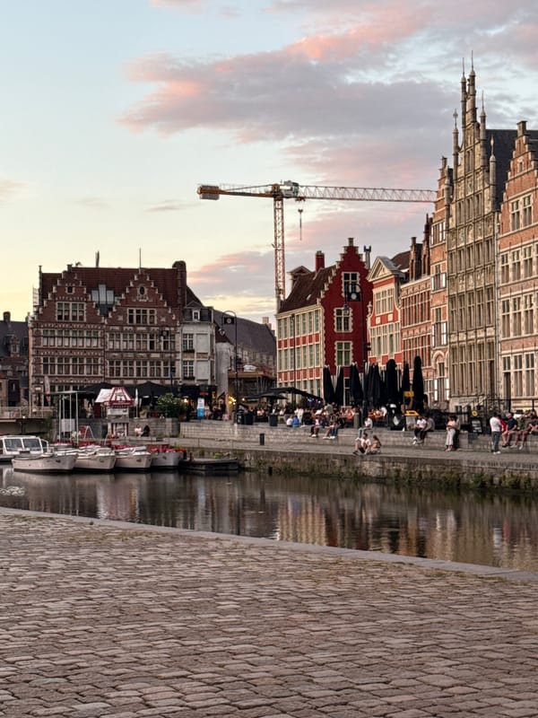 Twilight along Ghent's historic canal quay