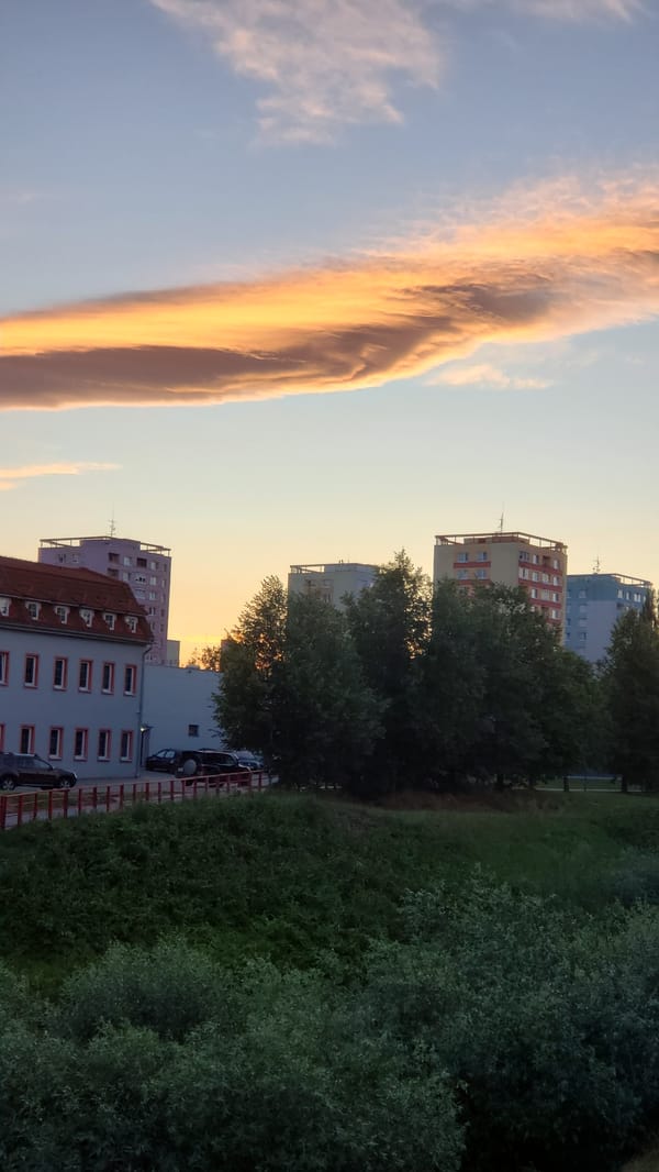 Summer evening along the Sekčov river path in Prešov