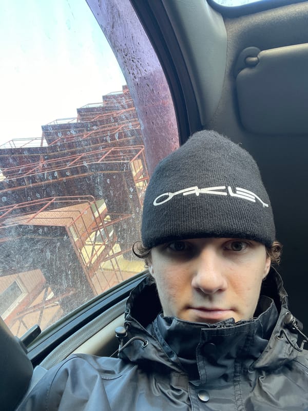 Person takes selfie in vehicle in Krasnoyarsk