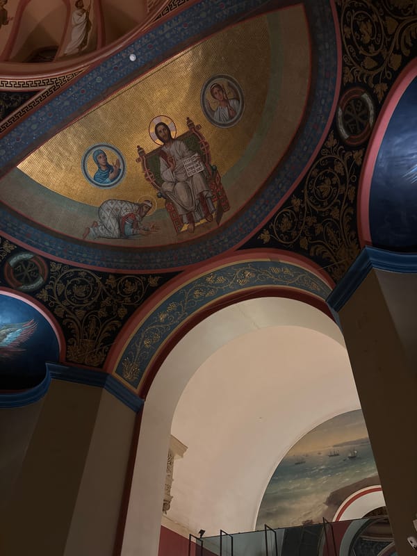 Visitor documents religious artifacts at Moscow's Christ the Saviour Cathedral