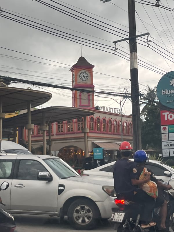 Family outing documented through Si Sunthon, Thailand traffic and shopping