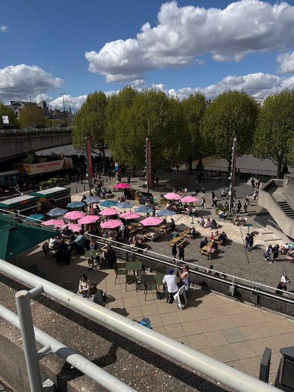 Pleasant afternoon scenes documented across London's South Bank district