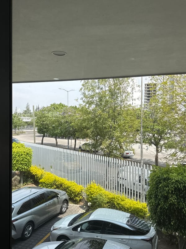 Indoor scenes captured in Puebla: window view, gym interior