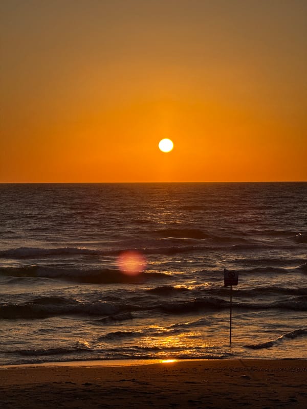 Golden hour on the Bat Yam promenade, Mediterranean coast