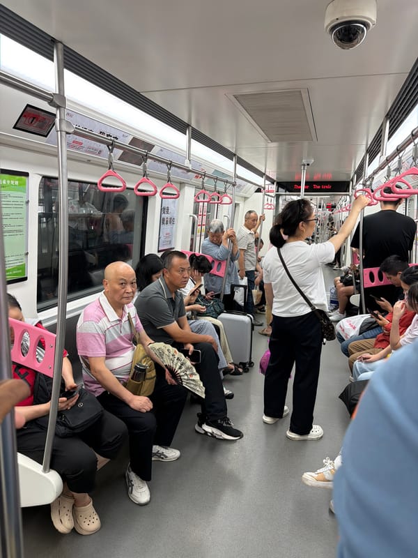 Everyday commute inside a Yuzhong District subway car