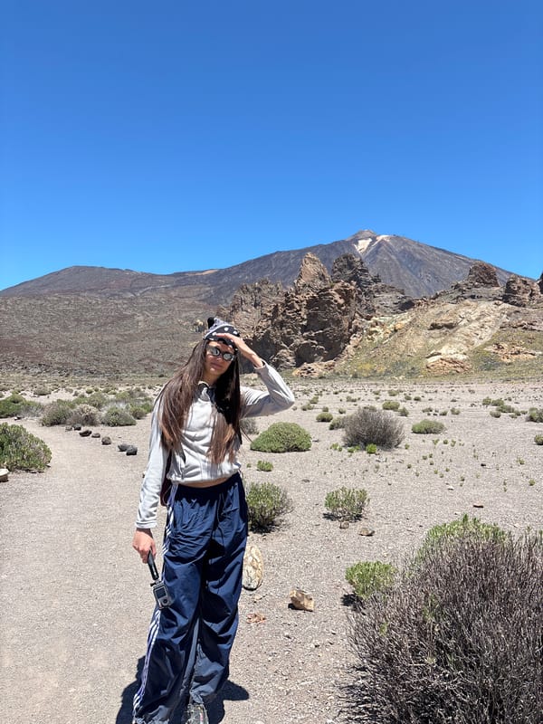 Hiker spotted in volcanic terrain near La Orotava, Spain