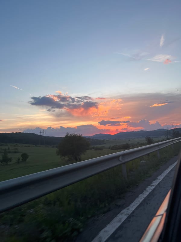 Sunset captured from highway near Ponor, Bulgaria