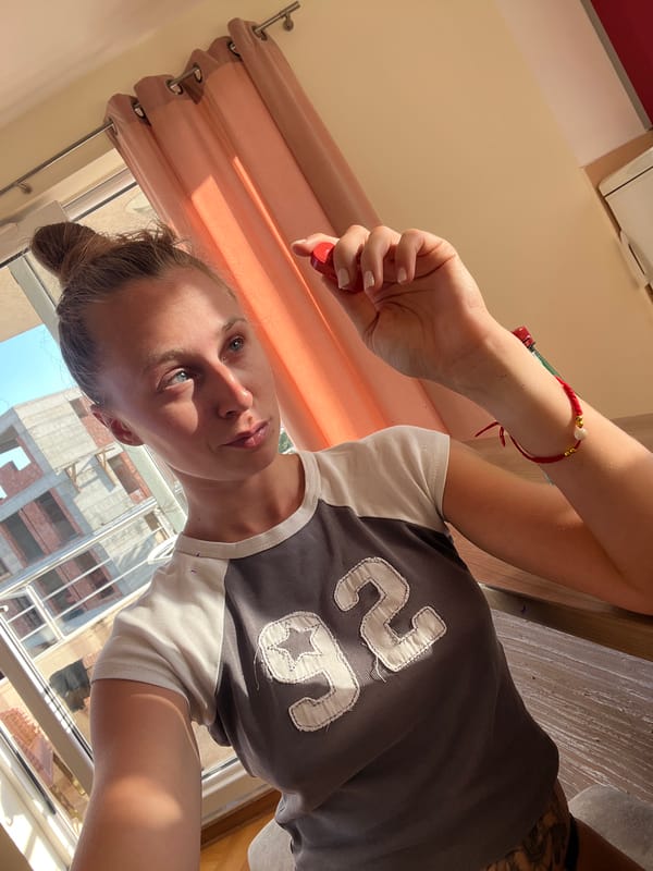 Seaside room selfie moment in Bečići, Montenegro