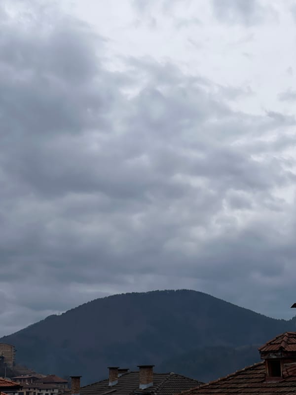Cloudy morning sky observed over Smolyan Bulgaria residential area